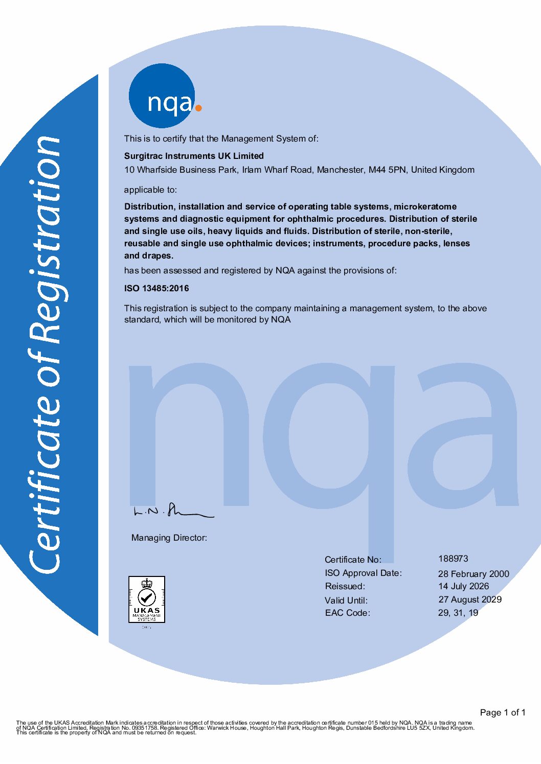 Surgitrac Instruments UK Limited ISO 13485 2016